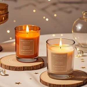 Pots à bougies ronds en verre vides transparents de luxe de 8oz 10oz 12oz avec couvercles <span class=keywords><strong>Type</strong></span> de cylindre pour mariage Pâques Noël Décoration de la maison - Product Image 2