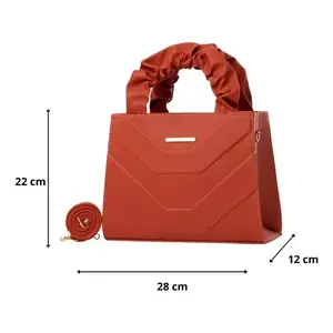 Bolso de Mano para Mujer Fana Imala, Forma de Cruz, PVC con Cierre de Botón, Asa Roja, Forro de Fieltro de Poliéster - Product Image 1