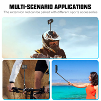 Adaptateur 1/4 femelle vers GoPro, perche d'extension en fibre de carbone, support léger pour selfie stick, pour caméra d'action Insta360 DJI Osmo 360