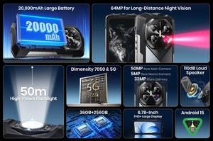 Smartphone robuste Fossibot F113 avec vision nocturne, caméra IR 64MP, 12 Go + 256 Go, conçu pour les opérations de <span class=keywords><strong>recherche</strong></span> et de sauvetage et l'utilisation sur les sites d'aventure en plein air - Product Image 6