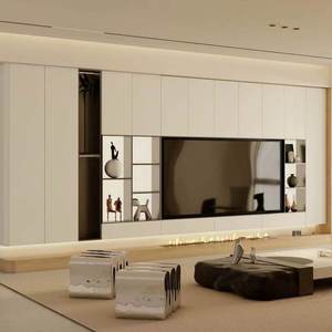 Meuble <span class=keywords><strong>TV</strong></span> mural moderne en bois de style Minamai pour appartement et école - Product Image 5