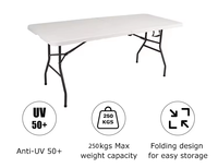 Table pliante en plastique blanche, légère, carrée, portable, pour fêtes à thème en extérieur, vente en gros