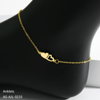 Chevillère polyvalente et élégante en acier inoxydable plaqué or 18 carats avec pendentif cœur finition haute brillance, bijou de mode pour la cheville