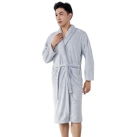 Peignoir de bain épais en flanelle, couleur unie, Simple, chaud, Long, personnalisé, pour femmes, vêtements de maison, haute qualité