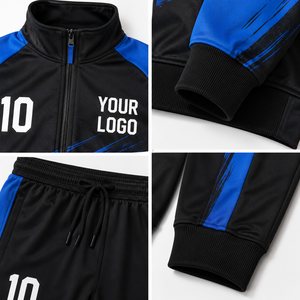 Conjunto de uniforme de fútbol personalizado, chándal unisex, chaqueta y pantalones de entrenamiento para equipo, traje de calentamiento de fútbol, transpirable, con logotipo, nombre y número. - Product Image 2