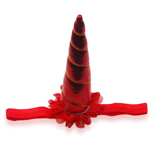 Suministros de fiesta de unicornio para niños, <span class=keywords><strong>diadema</strong></span> de cuerno de unicornio, flor elástica para bebé, regalo de Cosplay, barato - Product Image 5