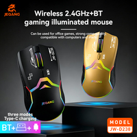 Souris sans fil lumineuse 6D pour bureau et gaming, modèle JW-D238, tri-mode BT 2.4G, avec câble Type-C, vente en gros usine