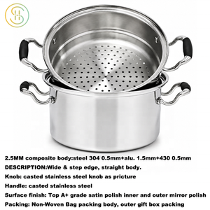 Marmite 3Ply avec cuiseur vapeur en acier inoxydable 304 pour la cuisine domestique - Product Image 4