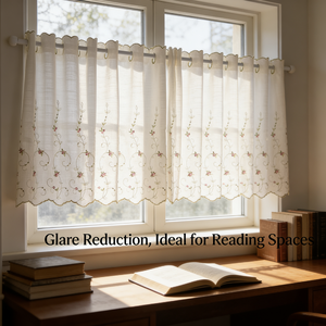 Tenda a Mezza Altezza in Tessuto Bianco, Stile Retrò Ricamato, Traslucida per Porta, Finestra della Cucina o Piccola Finestra - Product Image 5