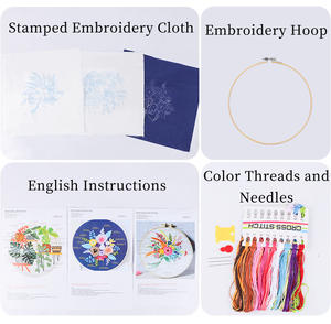 Kit bordir jahit silang kerajinan DIY dengan alas bedak katun untuk gantungan kunci ukuran dapat disesuaikan - Product Image 4