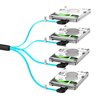 Cable de Datos Interno para Servidor SFF-8643 a SATA 3.0 Mini SAS de 4 Puertos en Ángulo Izquierdo, 12 Gbps, con Revestimiento de Nailon para HDD/SSD SATA