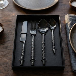 Stainless Steel <b>Cutlery</b> <b>Set</b> With Satin <b>Black</b> Finish - Product Image 3