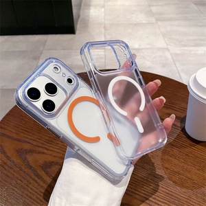 Funda Magnética para Teléfono con Botón Táctil Integrado, Transparente y Esmerilada, para iPhone 16 17 Pro Max, Carcasa Protectora de TPU y PC - Product Image 3