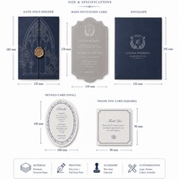 Carte d'invitation de mariage personnalisée de luxe en carton écologique avec enveloppe auto-adhésive, sceau de cire et finition vernie, cartes de vœux
