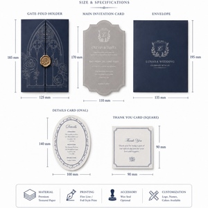 <span class=keywords><strong>Tarjeta</strong></span> de Invitación de Lujo Personalizada con Sobre, Sello de Cera Autoadhesivo, Acabado Espejo, Tarjetas de Felicitación, Invitación de Boda Acrílica - Product Image 4