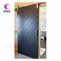 Vente chaude moins cher intérieur salle de bain chambre appartement noir aluminium verre porte coulissante miroir porte de grange