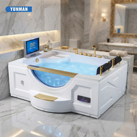 Baignoire Balnéo Autoportante Portable Haut de Gamme pour 2 Personnes en Acrylique avec TV Étanche, Chauffage, Radio FM – Double Spa Moderne pour Hôtels