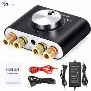 Aoshen X35 2CH 100W Mini taşınabilir V12 araba amplifikatör 5.0 dijital amplifikatör HiFi ses amplifikatörü küçük boy mini amp