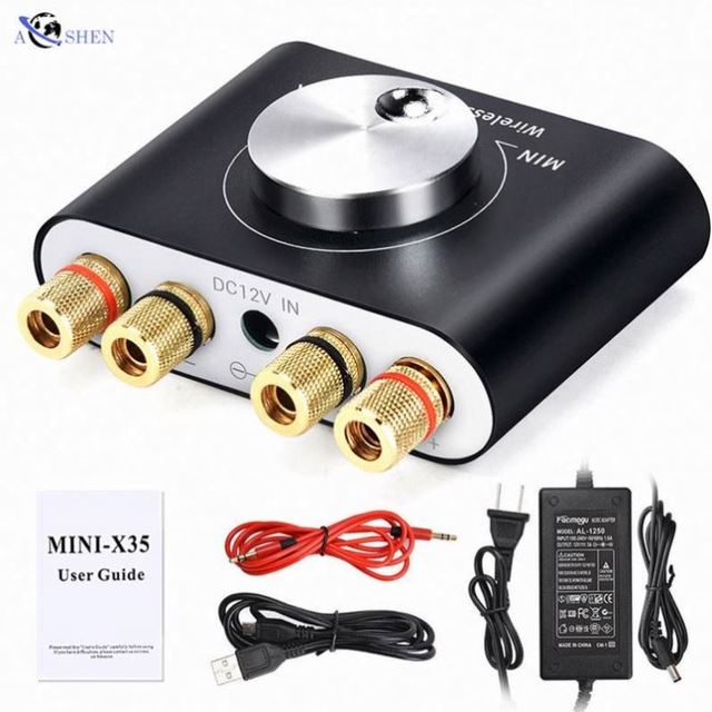 Aoshen X35 2CH 100W Mini Portable V12 Car Amplifier 5.0 Digital Amplifier HiFi Audio Amplifier Small Size Mini Amp