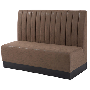 Divano J2S Moderno a 4 Posti con Schienale Alto per Ristoranti, Design a Canali Verticali, Rivestimento in Pelle Marrone per Caffetterie - Product Image 2