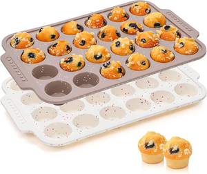 MUYULINS Factory Beige 24-Cup LFGB Non-Stick BPA Free Metal Reinforced Frame <b>Silicone</b> Mini Cake Pan Muffin <b>Tray</b> <b>Baking</b> Mold - Product Image 6