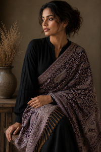 Luxury Embroidered Shawl Floral Artistic Print Soft Warm Breathable Lightweight Reversible Winter Wrap Women Long Fringe Elegant - Product Image 5