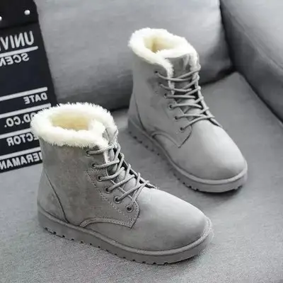 HLS185 Fashion Women Chunky Snow Boots Wholesale Student Ankle Boots Ladies Thickened Cotton Shoes PU Winter Shoes for Women 2cm