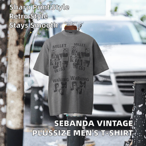 เสื้อยืดผู้ชายไซส์ใหญ่ Sebanda Blockbuster 275G ลายตัวอักษรสไตล์สตรีท ทรงหลวม วินเทจ ตัดเย็บแบบเก่า ลุคขาดๆ ซีดๆ ลายวอเตอร์มาร์ค - Product Image 2