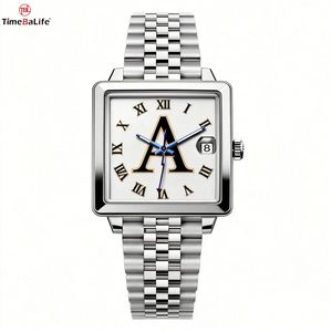 Montres formelles carrées pour hommes, OEM ODM personnalisées, de haute qualité, boîtier et bracelet en acier inoxydable 316L, 41 mm, résistantes à l'eau, montre mécanique - Product Image 1