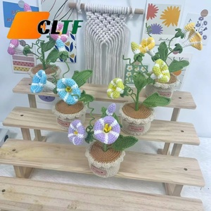 2025 Crochet Morning Glory Plante En Pot Clématite <span class=keywords><strong>Chiffonnier</strong></span> Fleur Crochet En Pot Fleur Maison Voiture Décoration Fête Des Mères Cadeau - Product Image 1