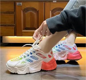 2021 new fashion platform walking style sports shoes running school breathable Korean Joker fitness women's casual shoes