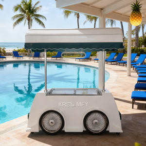 Chariot de crème glacée italienne OEM 2025, chariot à pousser à la main, chariot de crème glacée dure, kiosque de crème glacée en plein air, chariot de nourriture mobile, design de chariot de gelato - Product Image 6