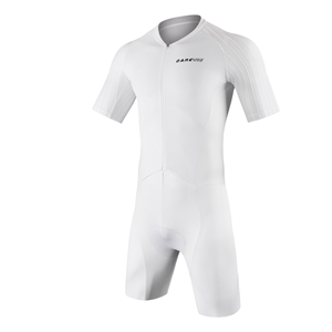 Conjunto de Ciclismo Blanco de Secado Rápido Personalizado OEM del Fabricante, Traje Aerodinámico con Almohadilla de Interfaz Elástica, Mangas Cortas, Spandex/Poliéster - Product Image 1