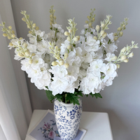 Plante Artificielle Blanche, Toucher Réel, Légère, Branche et Feuilles Naturelles, Fleur de Delphinium, Décoration Maison, Faite à la Main, Saint-Valentin