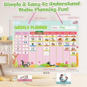 Planificateur <span class=keywords><strong>hebdomadaire</strong></span> pour enfants Tableau de comportement magnétique Calendrier Tableau de routine pour les tout-petits Calendrier visuel - Product Image 4