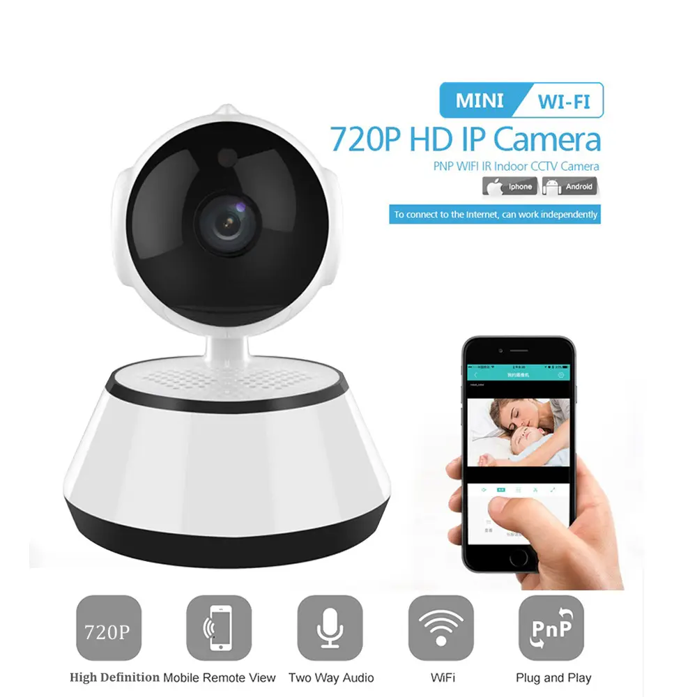 Mini ev güvenlik kamerası HD 720P 1.0MP 360 derece mini robot bebek izleme monitörü v380 wifi ip kamera