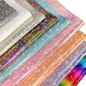 0,6 MM White Dots Cracked Textured Rainbow Atmungsaktiv für die Herstellung von weichem Kunstleder mit Haars chleife