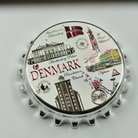 Nouvel arrivage Cadeau souvenir promotionnel personnalisé au Danemark Bouchons de bouteille Aimant de réfrigérateur Ouvre-bouteille