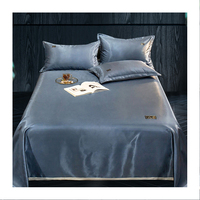 Parure de lit en Satin de soie, ensemble de literie de luxe, taie d'oreiller en soie Pure, drap plat, draps en soie, King, drap de lit blanc