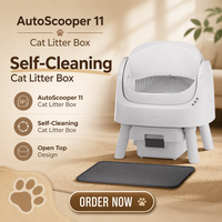 PetPivot Produit pour animaux de compagnie AS11 Bac à litière automatique pour chat Système de sécurité à quatre couches Séparation automatique des déjections Compatible avec les bacs à litière pour chat