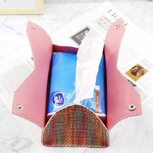 Boîte à mouchoirs en cuir durable à motif géométrique moderne rangement multifonctionnel pour le salon et la chambre à coucher - Product Image 5