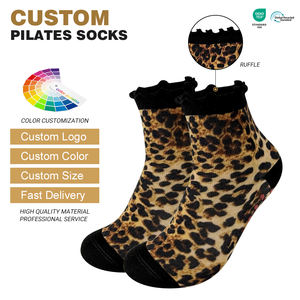 Chaussettes <span class=keywords><strong>de</strong></span> Pilates professionnelles antidérapantes en coton personnalisées, mi-mollet, avec grip, pour le yoga - Product Image 3