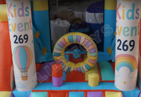 Château gonflable commercial à thème Boîte à musique avec double toboggan pour location événementielle