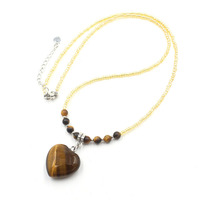 Pendentif en pierre naturelle Collier de personnalité Bijoux en forme de cœur Cristal rose Oeil de tigre Lapis Lapis Accessoires
