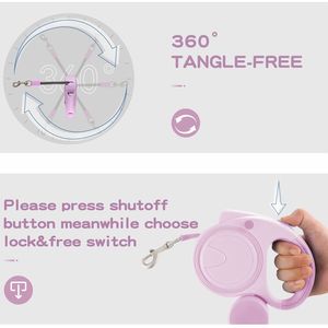 Correa retráctil automática para caminar para perros sin enredos con linterna <span class=keywords><strong>LED</strong></span> y dispensador de bolsas para caca para perros pequeños, medianos y grandes - Product Image 5