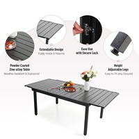 Table de restaurant rectangulaire et chaises en rotin Table à manger extensible de jardin avec chaises Meubles de patio Ensemble de salle à manger d'extérieur