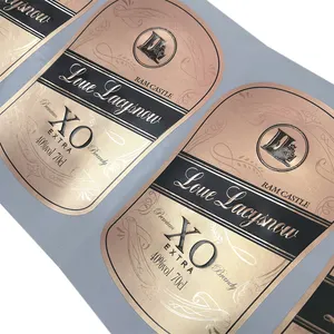 Minsda logo en forme personnalisée feuille d'or chaude estampage étiquette de vin autocollant étiquette d'impression étiquette de vin mat étanche