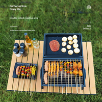 Barbecue à charbon de bois compact pour table, réchaud portable avec thermomètre et poignée pour le camping et les pique-niques