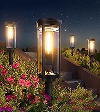 Piccola Lampada da Giardino <span class=keywords><strong>Solare</strong></span> LED IP65 Impermeabile, Luce Bianca Calda <span class=keywords><strong>con</strong></span> Filo di Tungsteno a Clessidra e Picchetto da Terra - Product Image 6