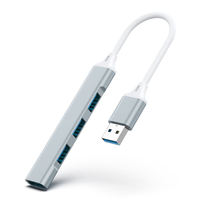 Hub USB 3.0 avancé à 4 ports en alliage d'aluminium, convertisseur USB 4-en-1 haute vitesse pour ordinateur portable, iPad, téléphone portable, disque dur